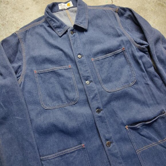 Vintage 'Golden Horse' navy indigo denim chore jacket men's XL - Picture 2 of 5